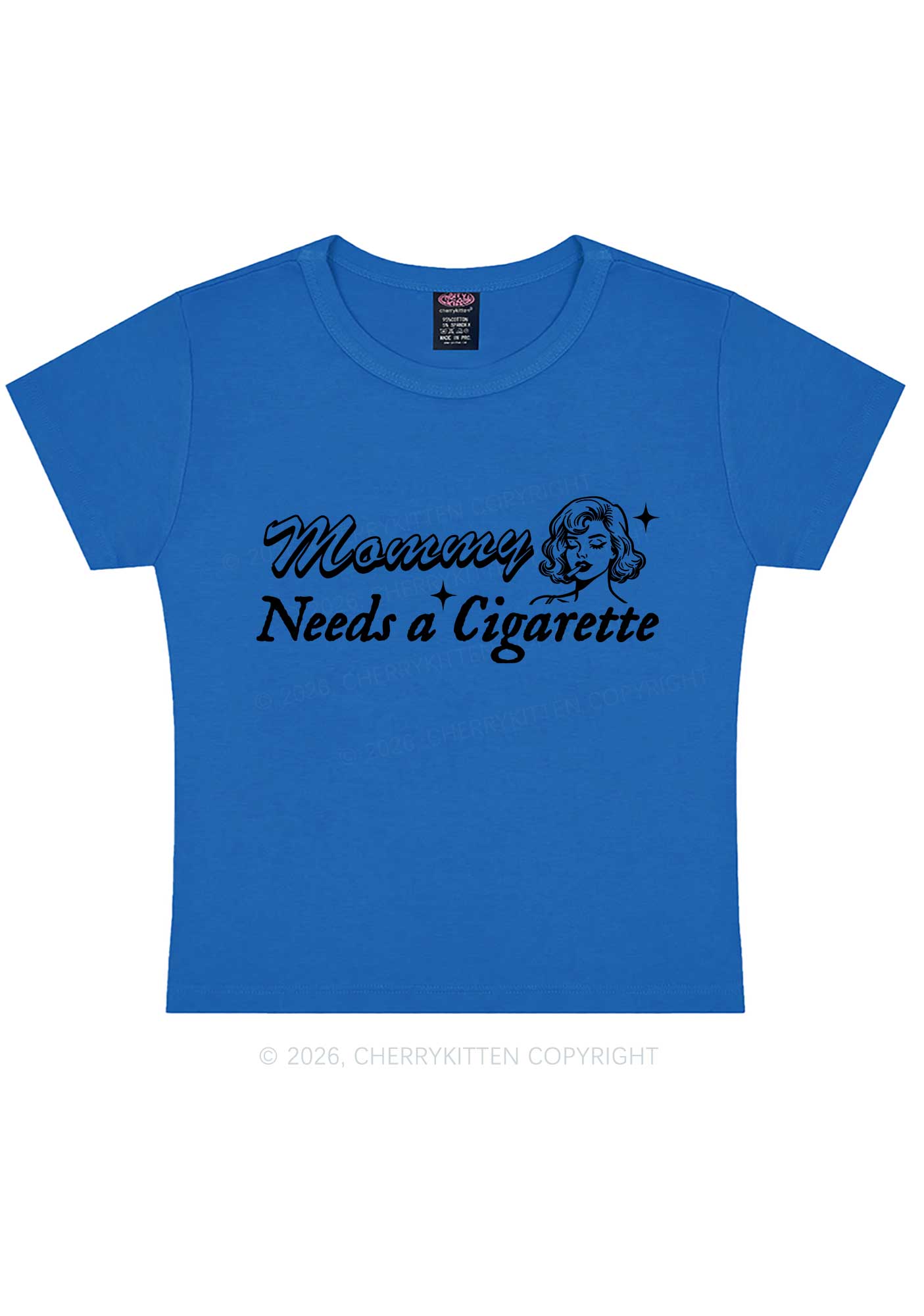 Mommy Needs Cigarette Y2K Baby Tee Cherrykitten
