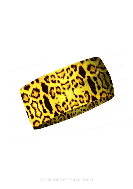 Yellow Leopard Y2K Print Headband Cherrykitten
