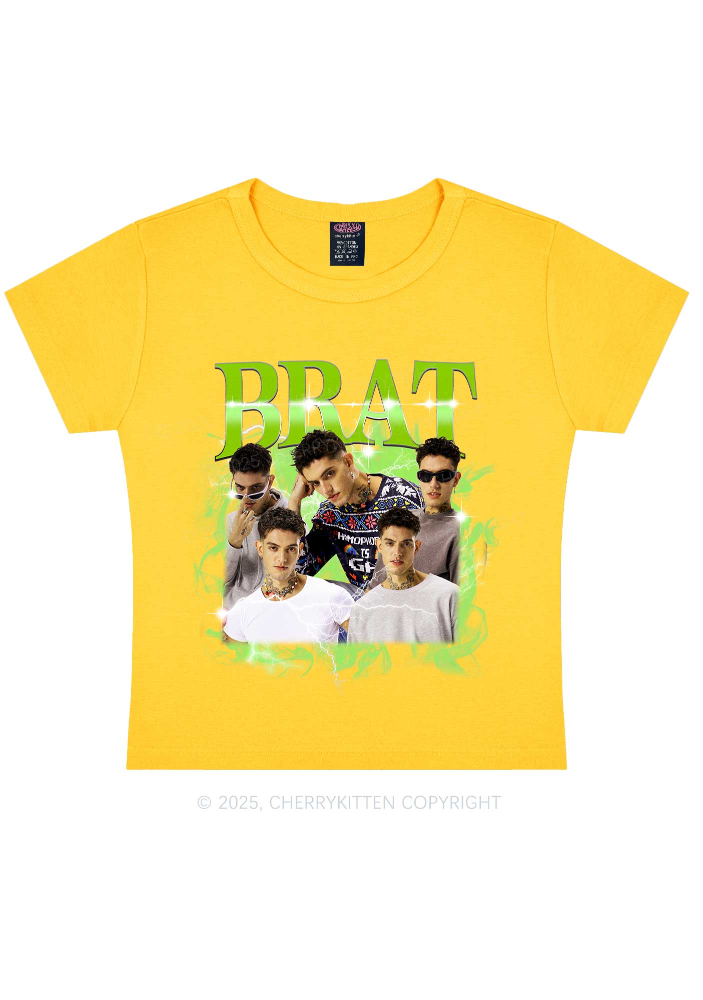 Custom Brat Portrait Y2K Baby Tee Cherrykitten