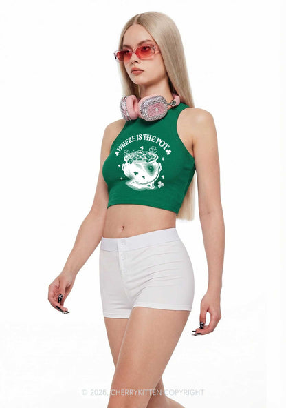Where Is The Pot St Patricks Y2K Crop Tank Top Cherrykitten