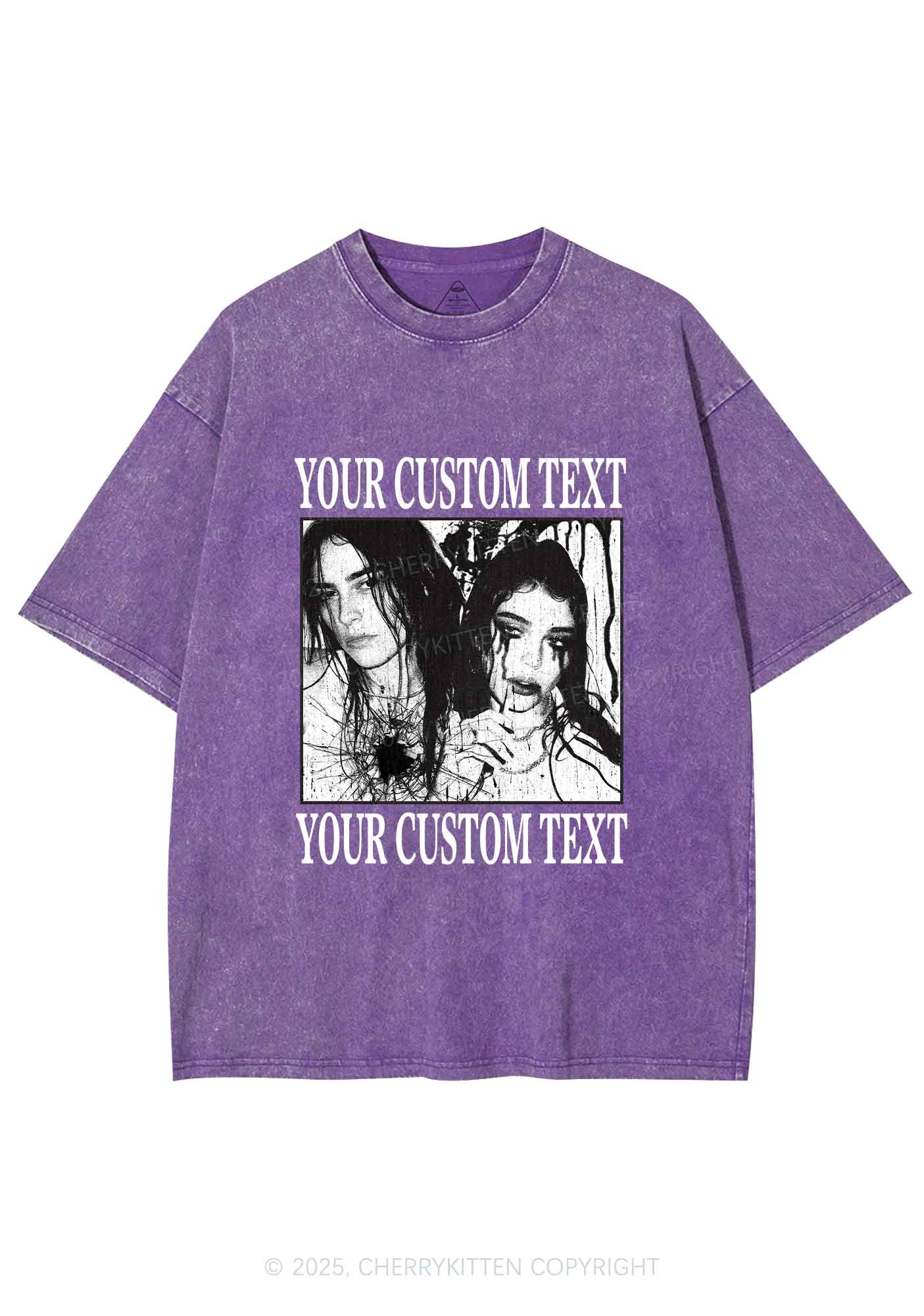 Custom Halloween Creepy Couple Y2K Shirts Washed Tee Cherrykitten