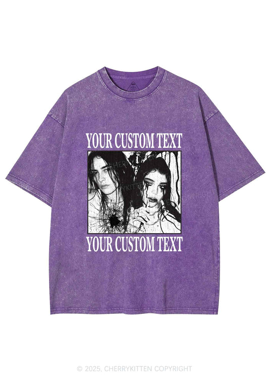 Custom Halloween Creepy Couple Y2K Shirts Washed Tee Cherrykitten