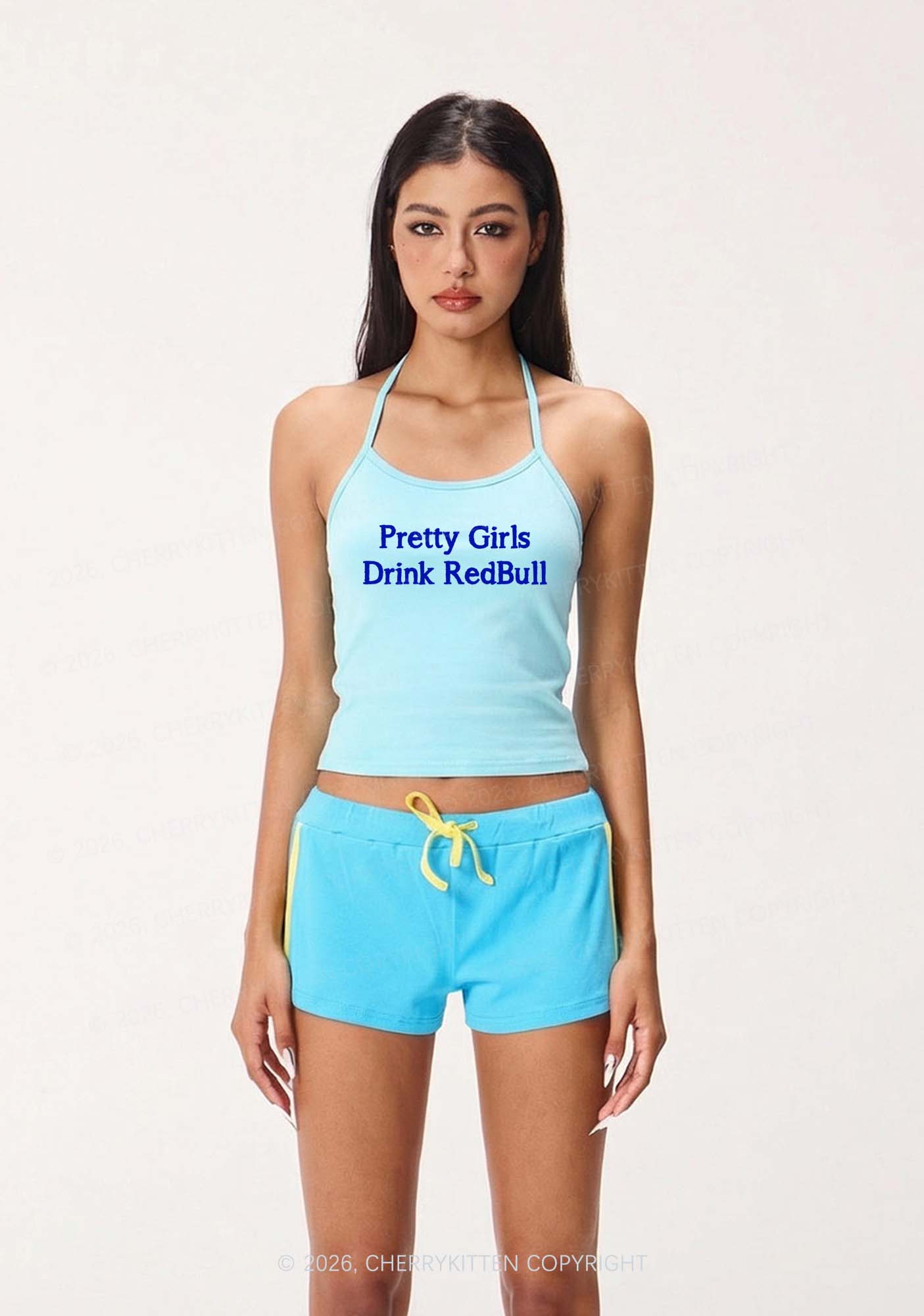 Pretty Girls Drink Red Y2K Halter Neck Cami Cherrykitten