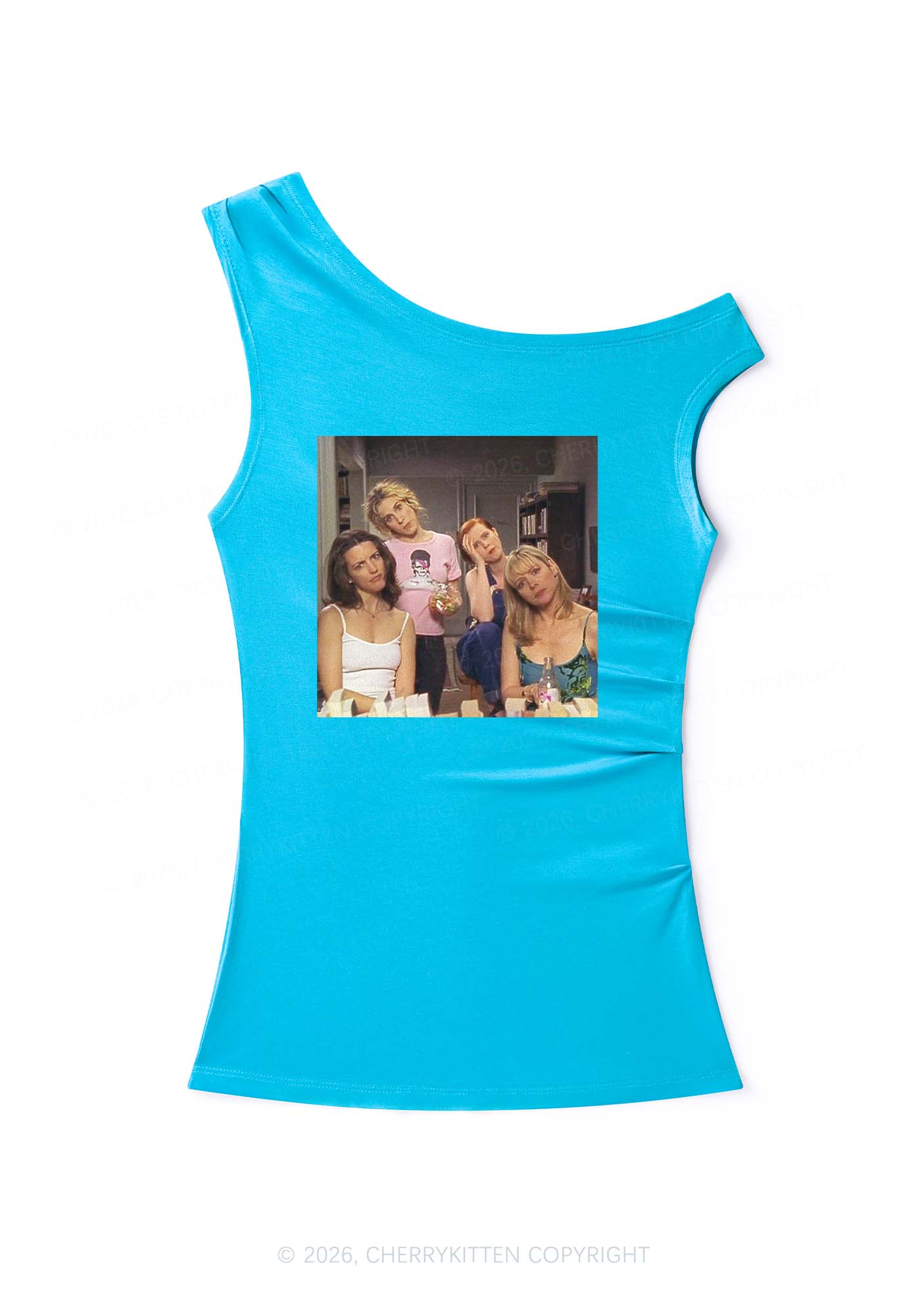 Girl Puzzled Y2K Off Shoulder Tank Top Cherrykitten