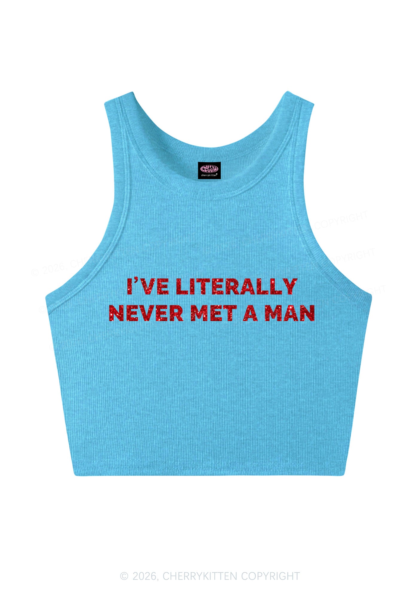Glitter Never Met A Man Pride Y2K Crop Tank Top Cherrykitten