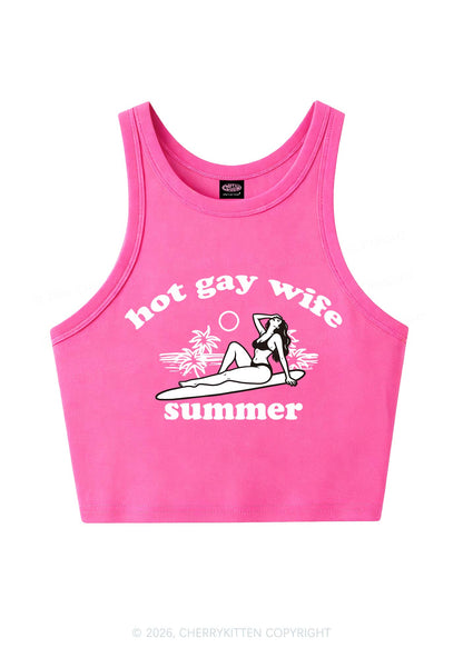Hot Gay Wife Summer Pride Y2K Crop Tank Top Cherrykitten