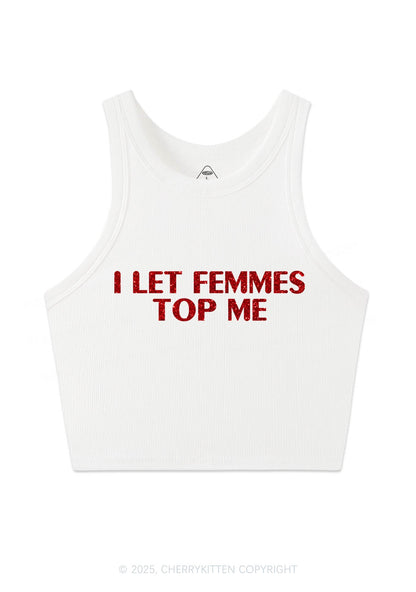 Glitter I Let Femmes Top Me Pride Y2K Crop Tank Top Cherrykitten