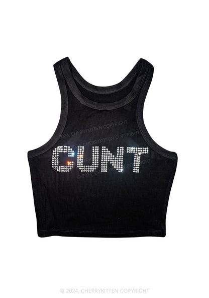 Rhinestone Cxxt Y2K Crop Tank Top Cherrykitten
