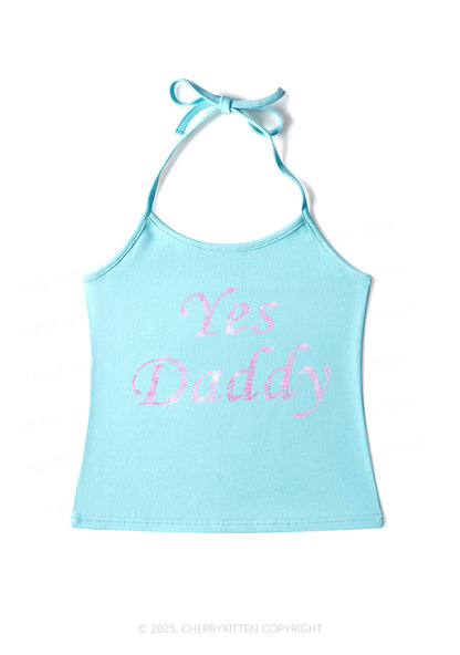 Rhinestone Yes Daddy Y2K Halter Neck Cami Cherrykitten