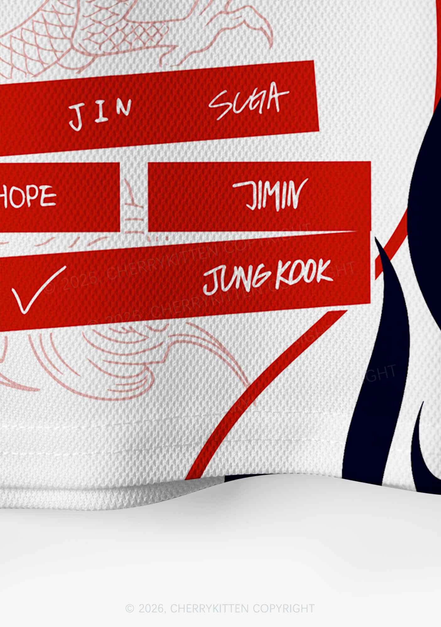 Kpop Red Dragon Y2K Crop Sport Jersey Shirts Cherrykitten