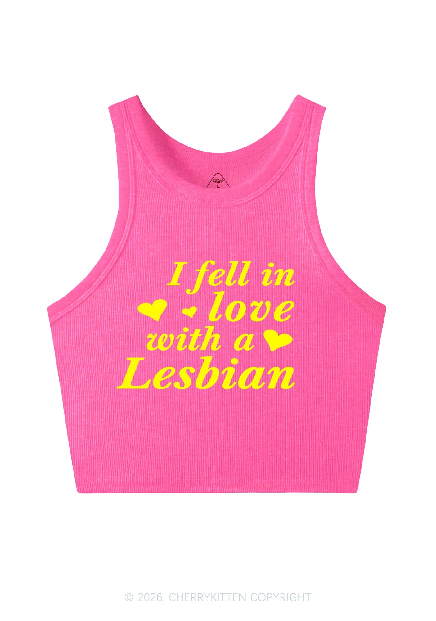 I Fell In Love With Lesbian Pride Y2K Crop Tank Top Cherrykitten