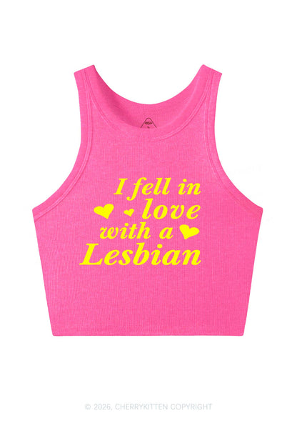 I Fell In Love With Lesbian Pride Y2K Crop Tank Top Cherrykitten