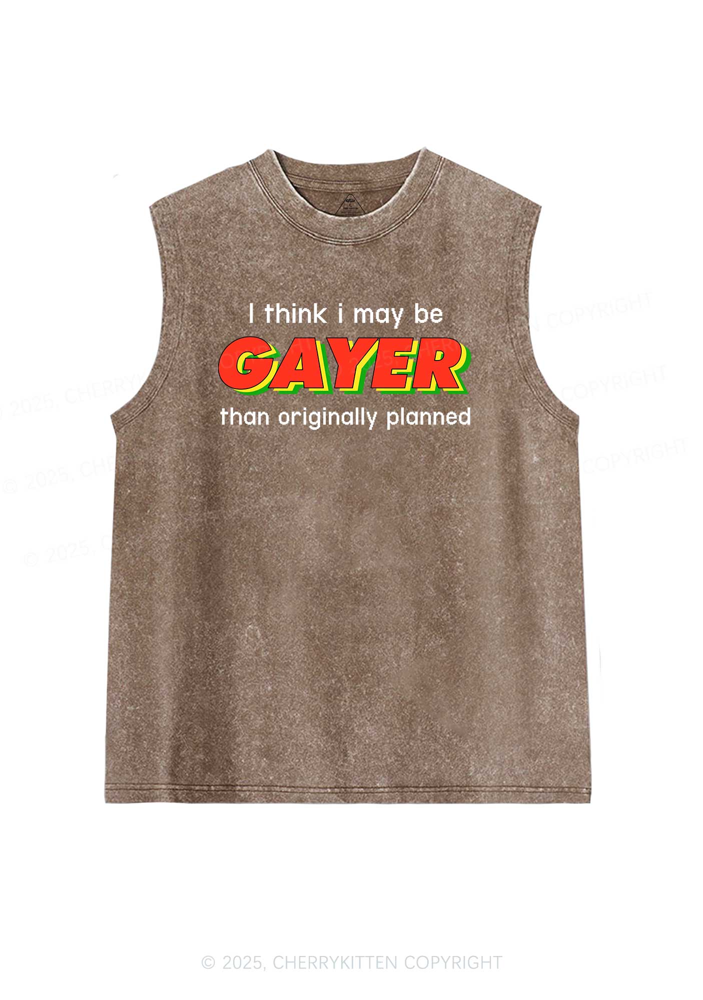 I May Be Gayer Pride Y2K Washed Muscle Tank Cherrykitten