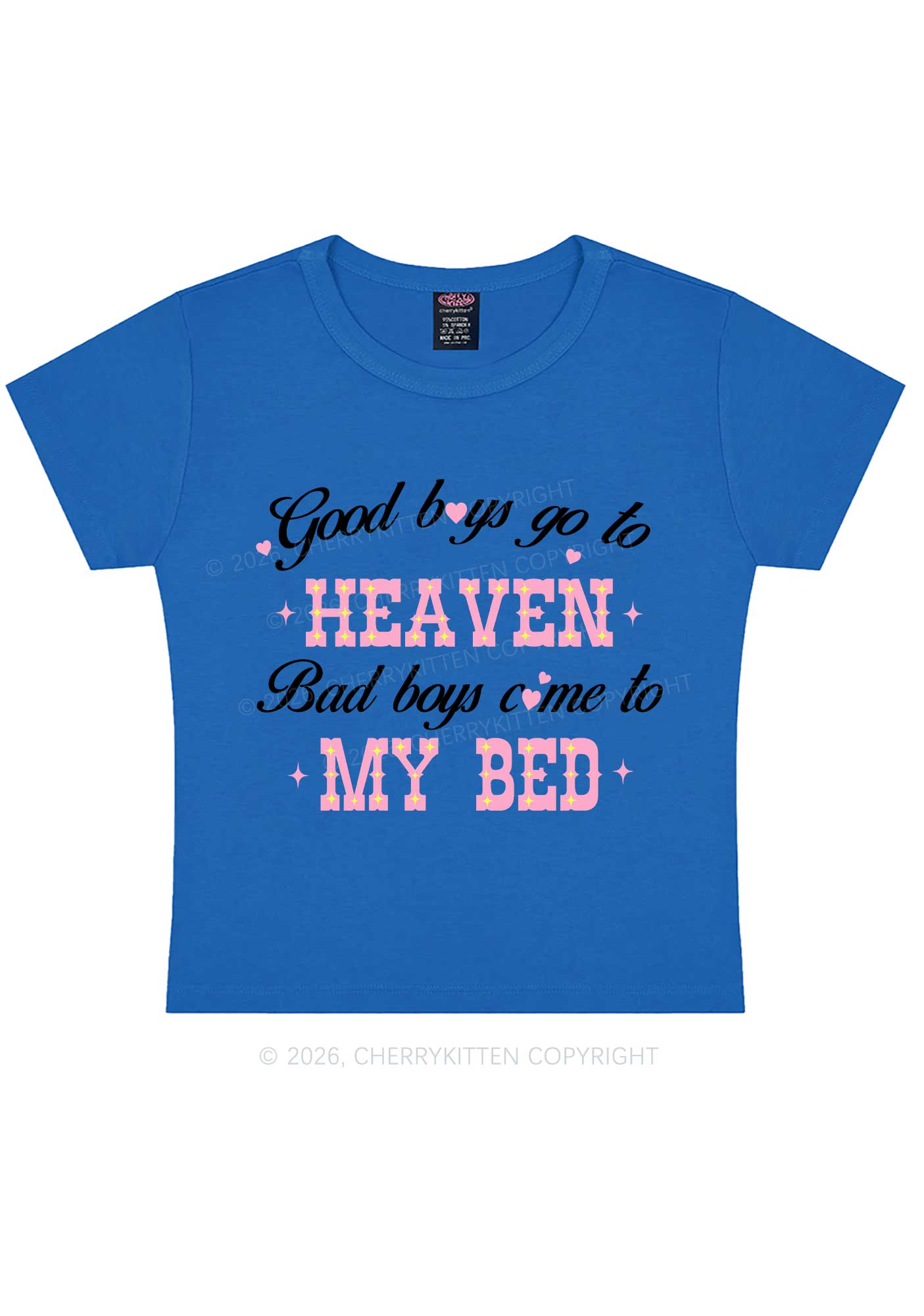 Bad Boys Come To My Bed Y2K Baby Tee Cherrykitten