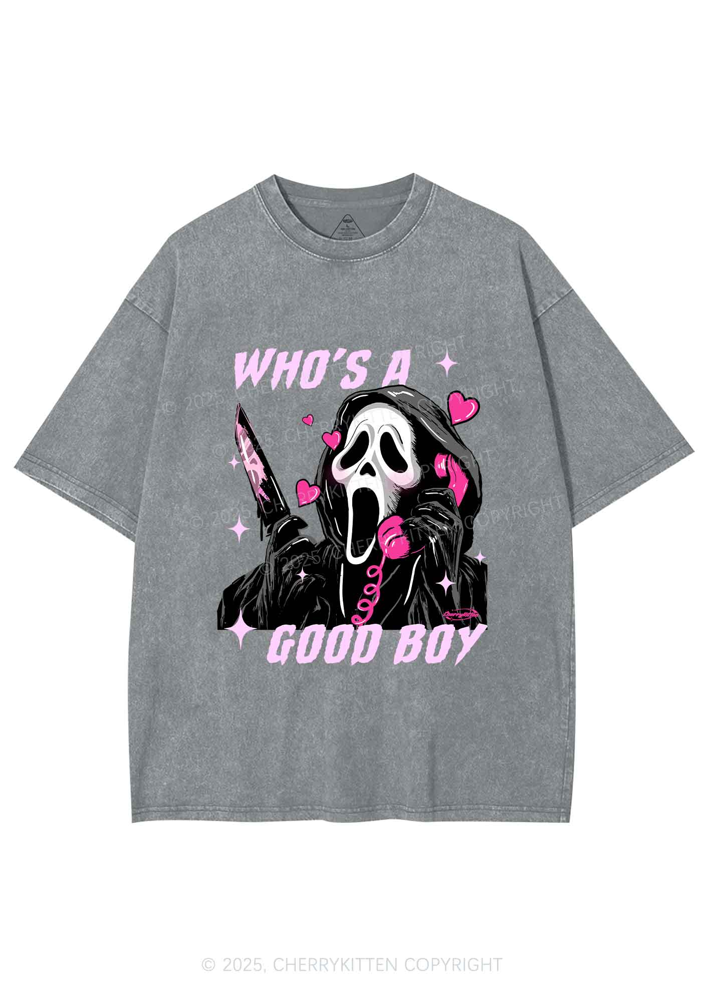 Halloween Ghost Good Boy Y2K Shirts Washed Tee Cherrykitten
