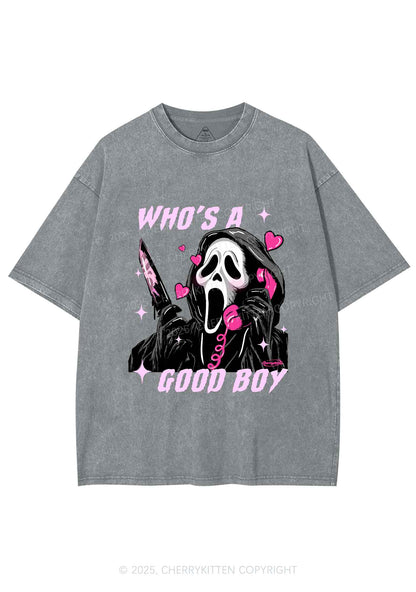 Halloween Ghost Good Boy Y2K Shirts Washed Tee Cherrykitten