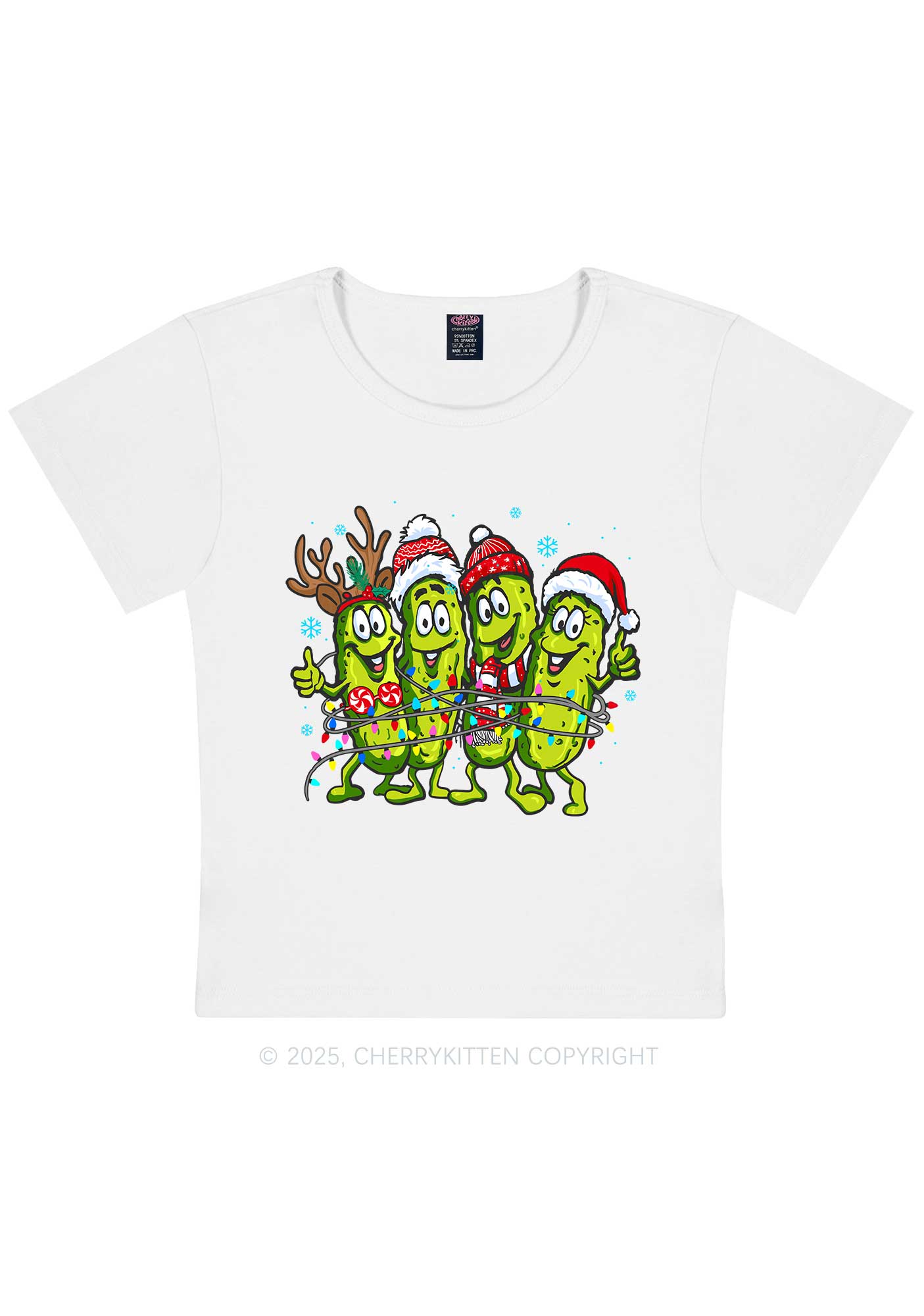 Christmas Cheerful Pickles Y2K Baby Tee Cherrykitten