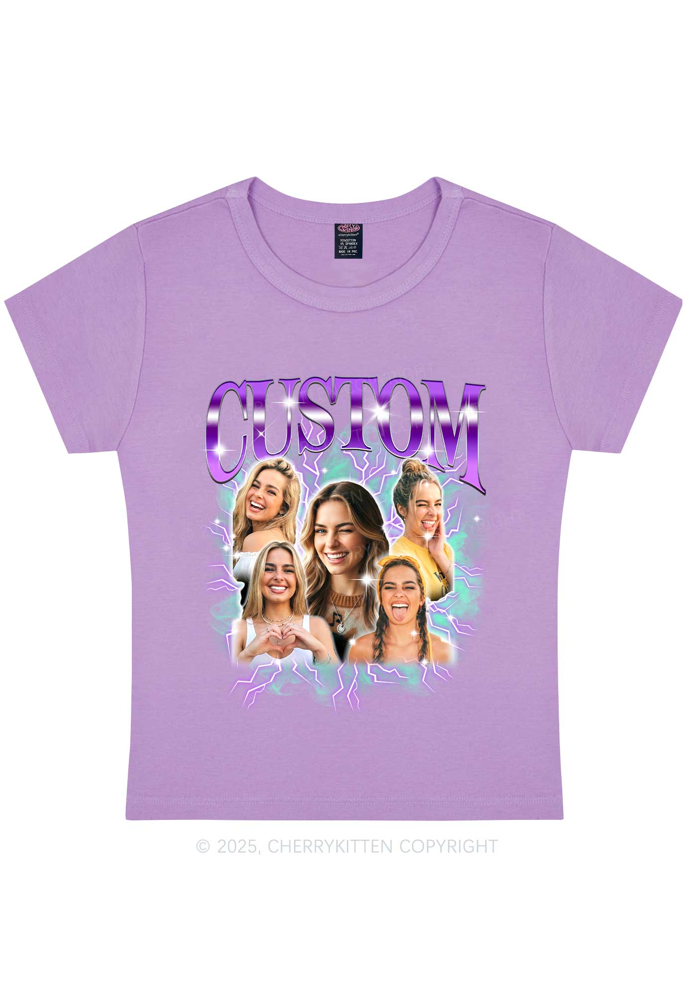 Custom Collage Portrait Y2K Baby Tee Cherrykitten