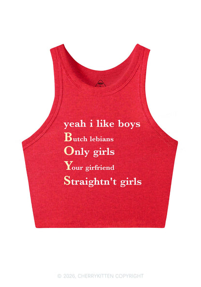 Yeah I Like Boys Pride Y2K Crop Tank Top Cherrykitten