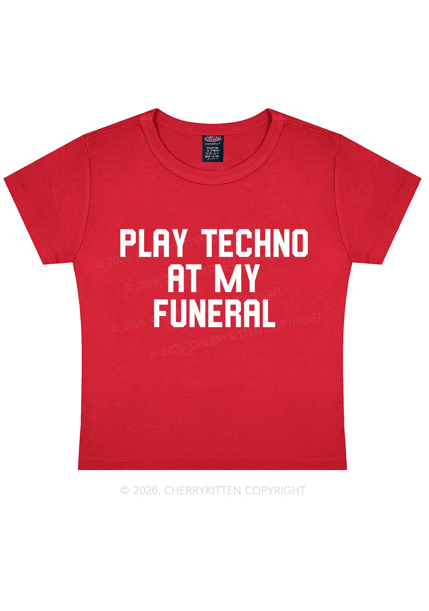 Play Techno At My Funeral Y2K Baby Tee Cherrykitten