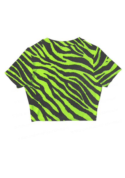 Green Zebra Y2K Mesh Crop Top Cherrykitten