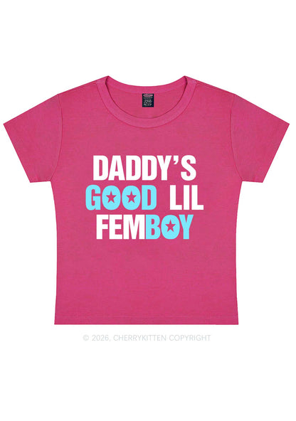 Daddys Good Lil Femboy Pride Y2K Baby Tee Cherrykitten