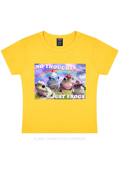 No Thoughts Just Frogs Y2K Baby Tee Cherrykitten
