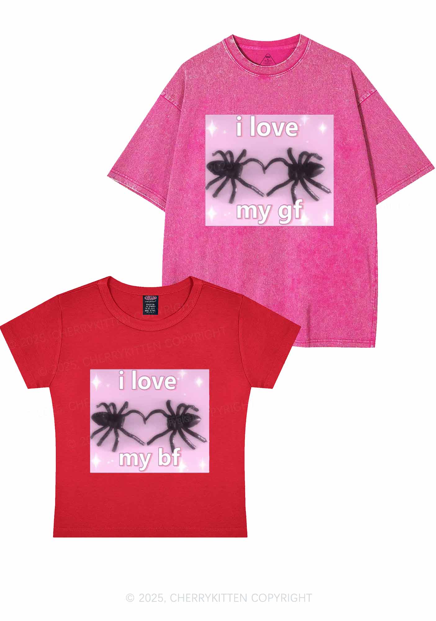 Love My Spider BF GF Y2K Valentine's Day Couple Shirt Cherrykitten