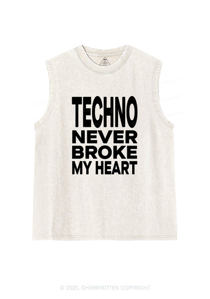 Techno Heart Y2K Washed Muscle Tank Cherrykitten