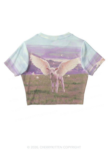 Angel Wing Lamb Y2K Mesh Crop Top Cherrykitten