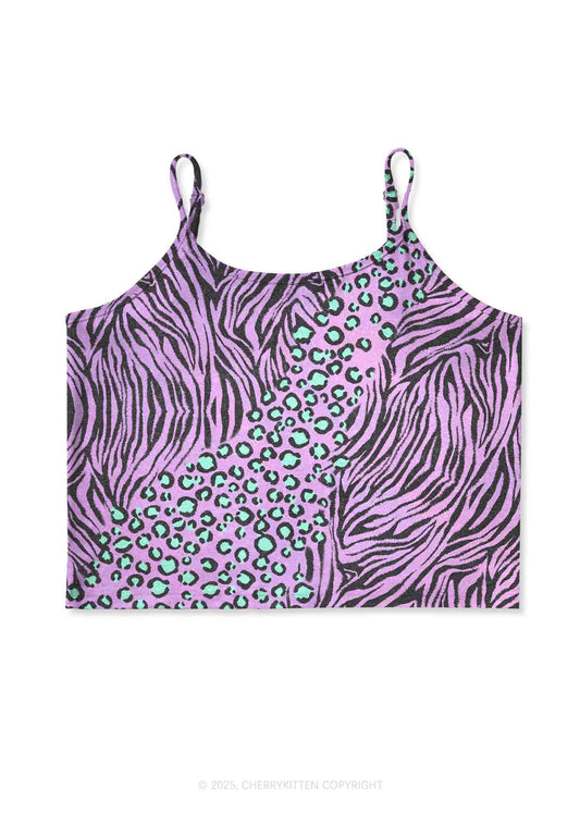 Lavender Zebra Y2K Print Cami Crop Top Cherrykitten