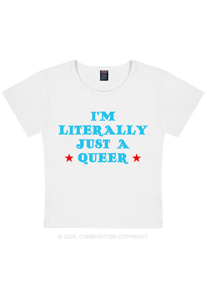Just A Queer Pride Y2K Baby Tee Cherrykitten