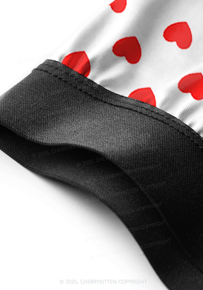 Plain Red Heart Valentine's Day Y2K Print Couples Boxer Thong Set Cherrykitten