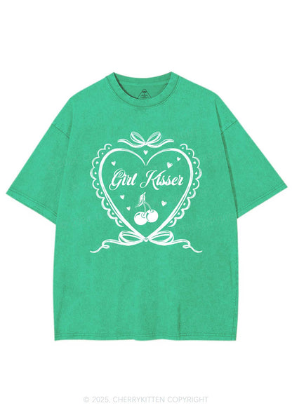 Girl Kisser Y2K Shirts Washed Tee Cherrykitten
