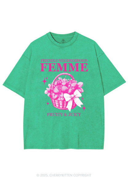 Friendly Neighborhood Femme Y2K Shirts Washed Tee Cherrykitten