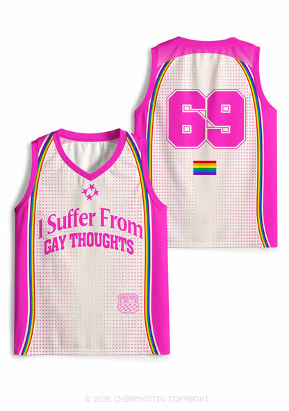 Hot Pink Dots Suffer From Gay Thoughts Pride Y2K Sport Jersey Tank Cherrykitten
