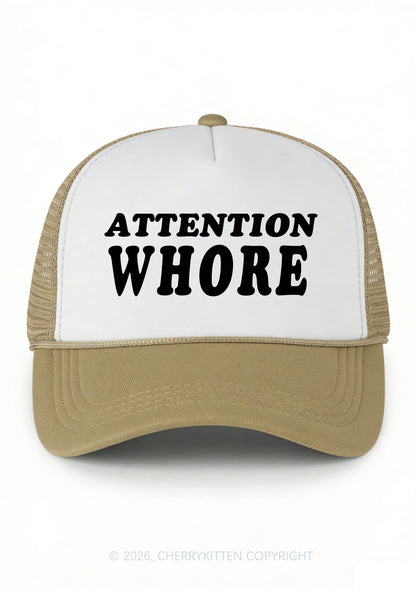 Attention Hore Y2K Colorblock Trucker Hat Cherrykitten