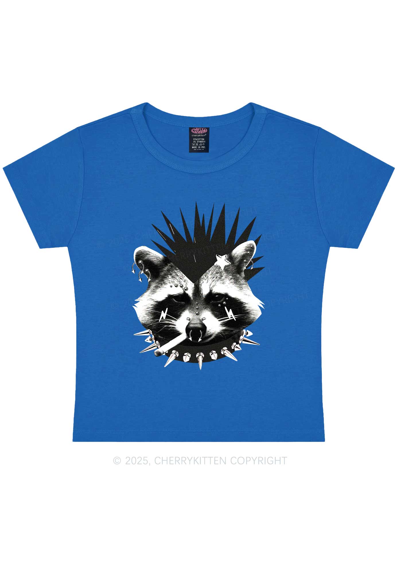 Punk Raccoon Y2K Baby Tee Cherrykitten