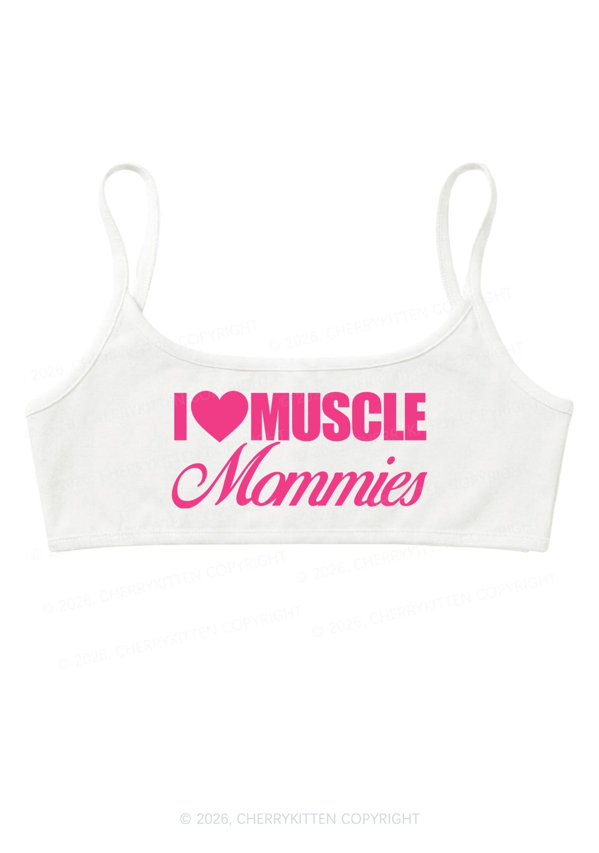 I Love Muscle Mommies Y2K Super Crop Cami Cherrykitten