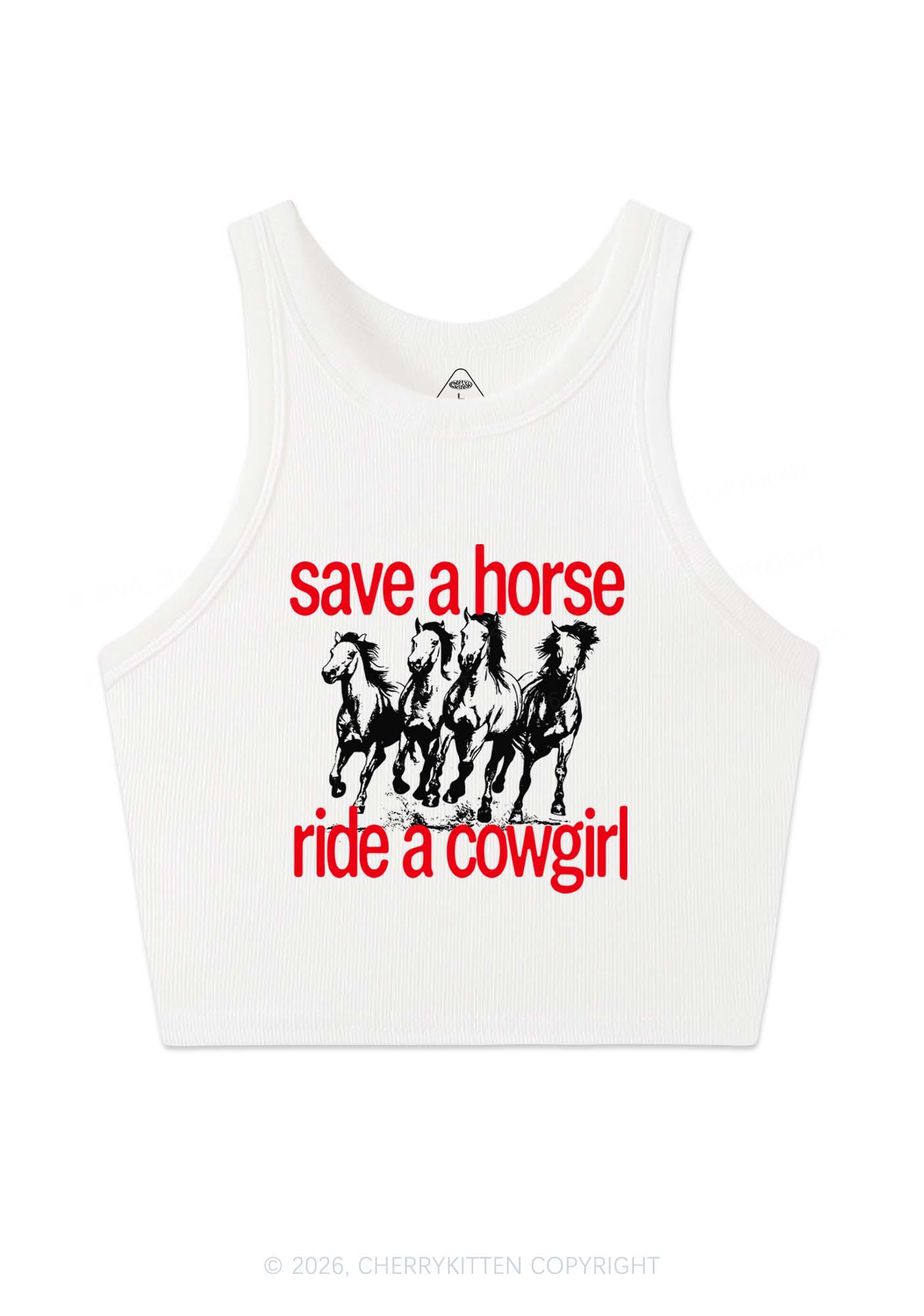 Four Horses Cowgirl Pride Y2K Crop Tank Top Cherrykitten