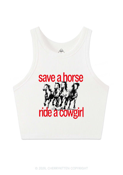Four Horses Cowgirl Pride Y2K Crop Tank Top Cherrykitten