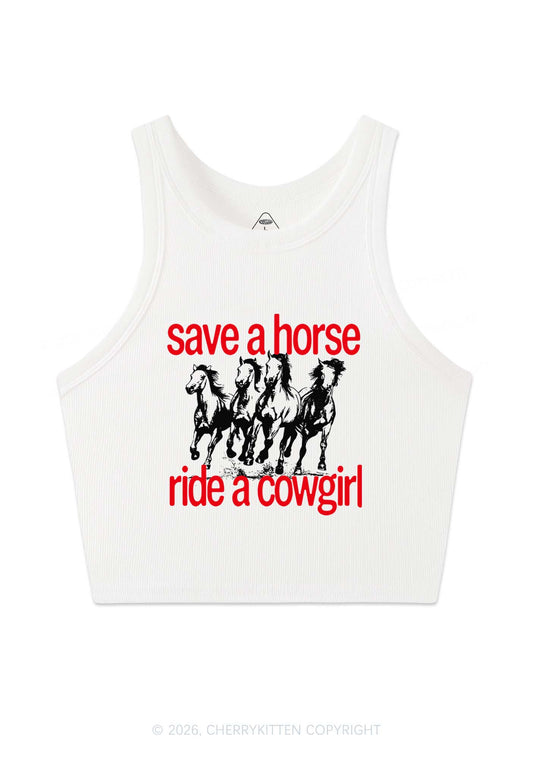 Four Horses Cowgirl Pride Y2K Crop Tank Top Cherrykitten