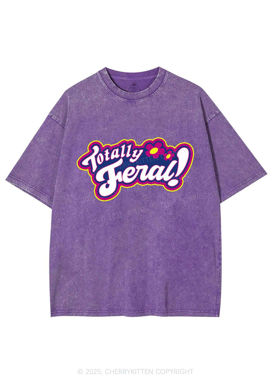 Totally Feral Y2K Shirts Washed Tee Cherrykitten