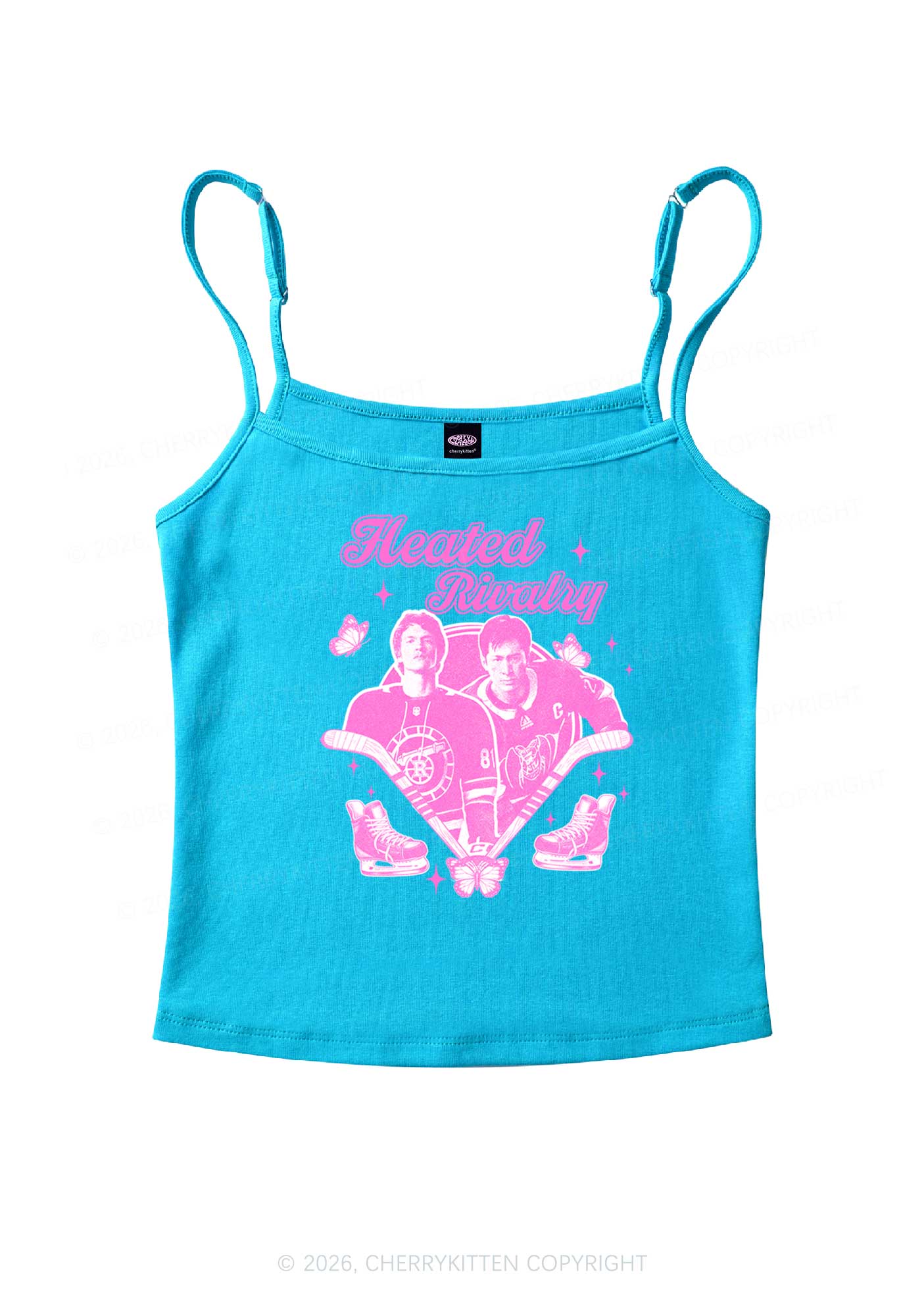 Retro Hockey Elements Y2K Spaghetti Strap Cami Cherrykitten