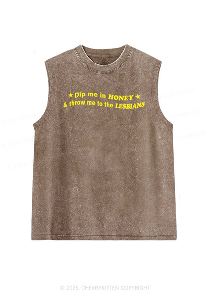 Honey Lesbians Pride Y2K Washed Muscle Tank Cherrykitten