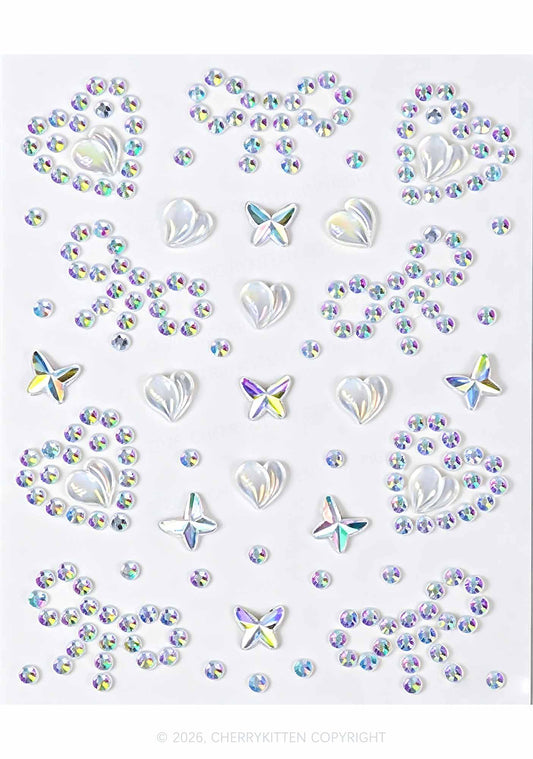 1pc Star Moon Rhinestone Y2K Face Sticker Cherrykitten
