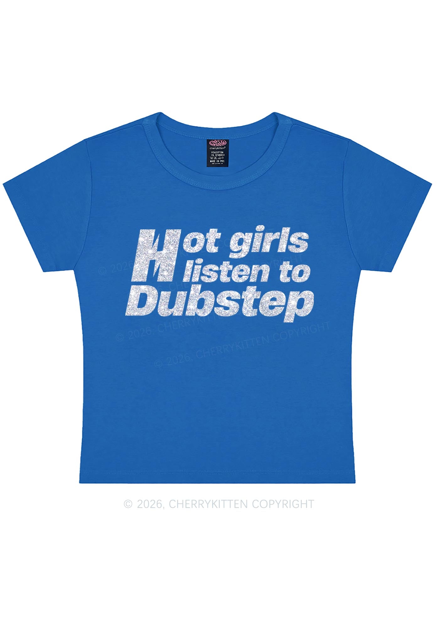 Glitter Hot Girls Listen To Dubstep Y2K Baby Tee Cherrykitten