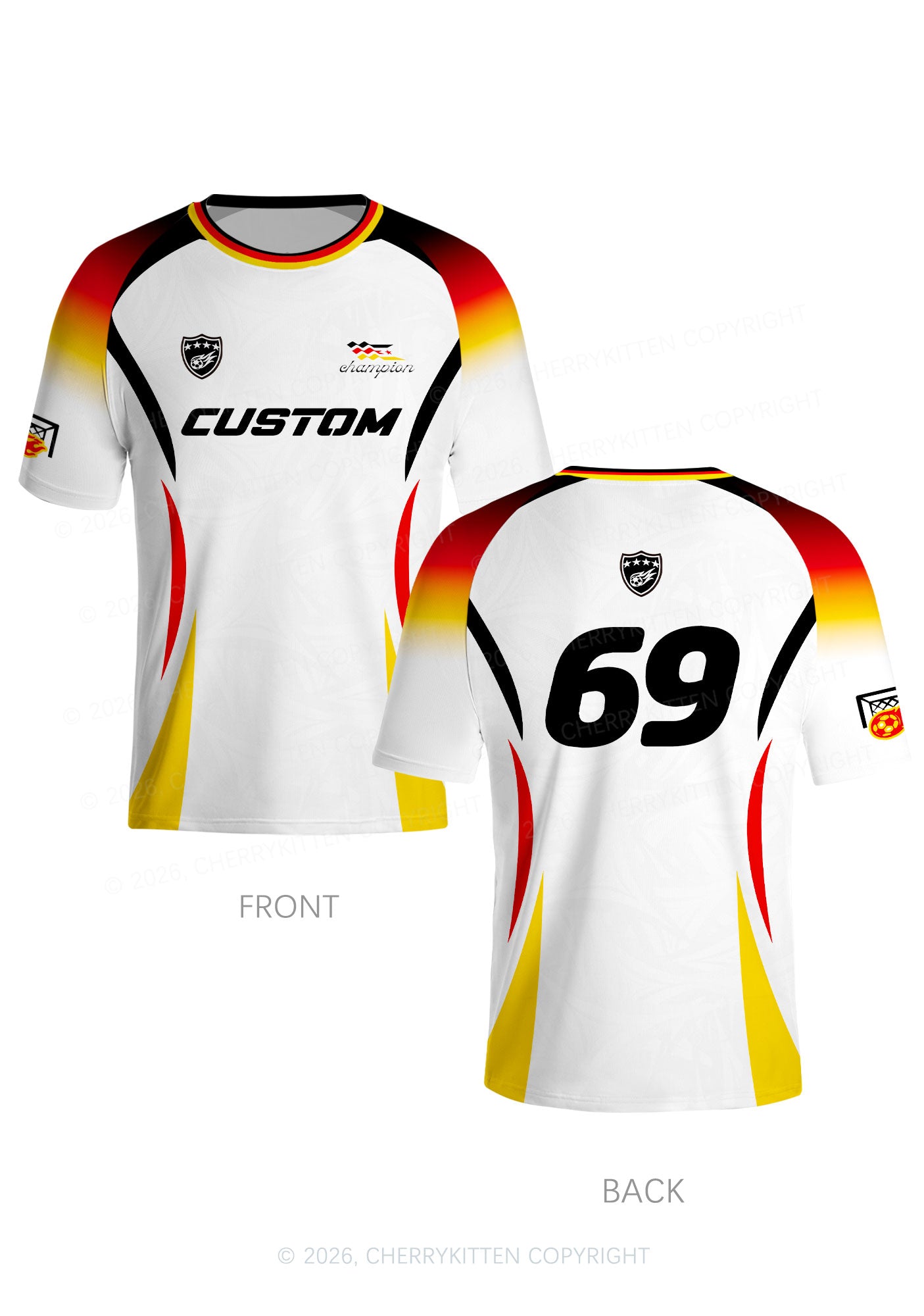Custom Germany Flag Color Y2K Football Jersey Shirts Cherrykitten