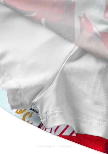 Red Kissing HR Y2K Print Mini Skirt Cherrykitten