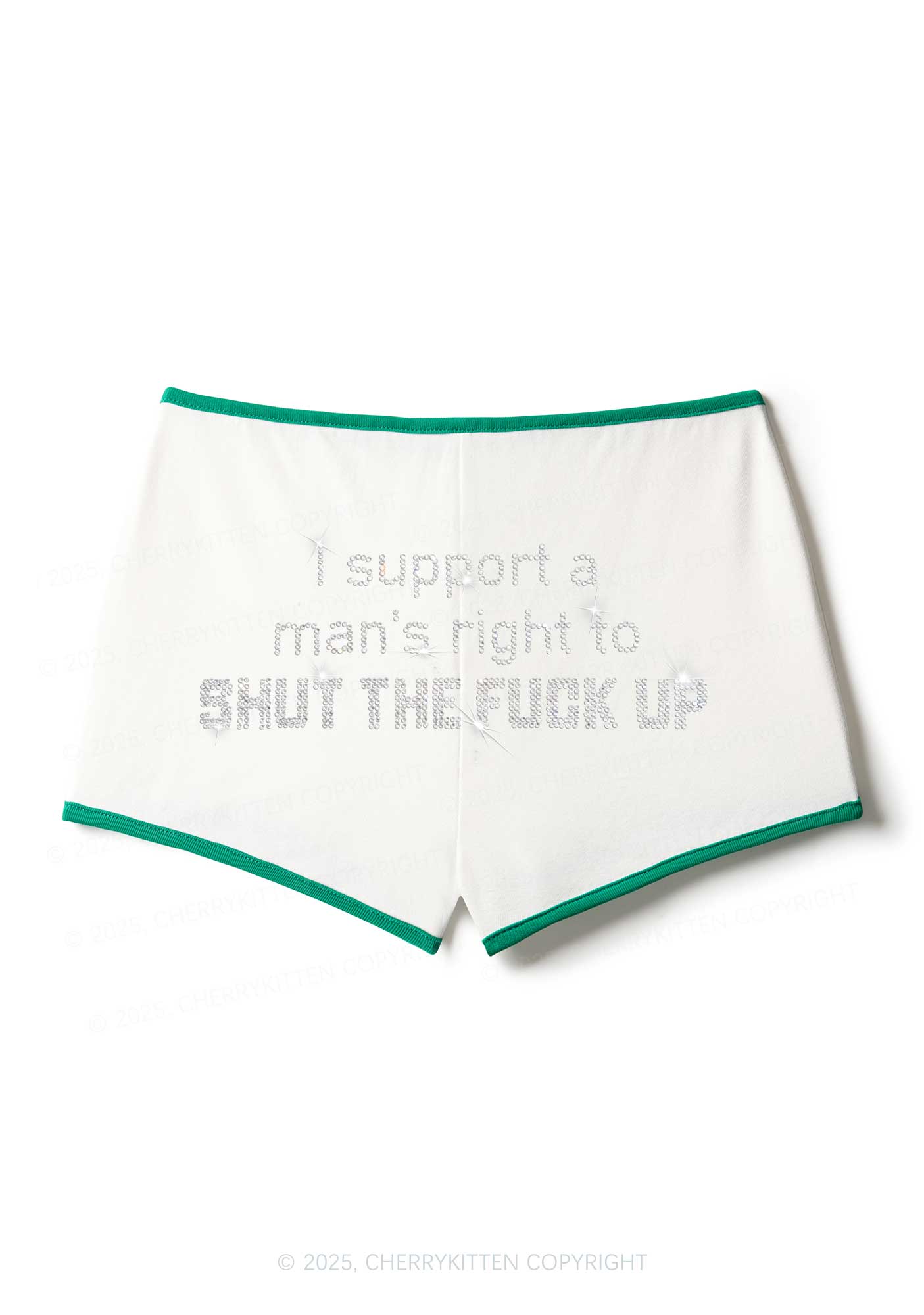 Rhinestone I Support A Mans Right Y2K Booty Shorts Cherrykitten
